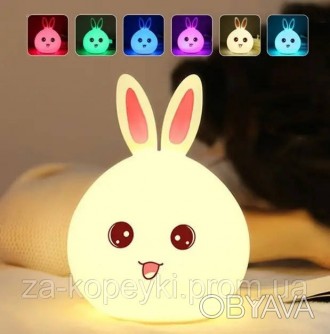Детский светильник – ночник Зайчик LED Rabbit Soft Touch силиконовый со встроенн. . фото 1