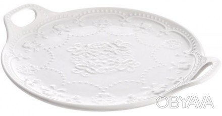 Набор 2 фарфоровых сервировочных блюда "Белое Кружево" с ручками - коллекция бел. . фото 1