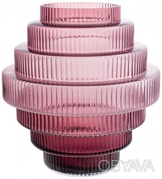 Настольная стеклянная ваза Ariadne "Modern" из полупрозрачного темно-розового ст. . фото 1