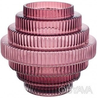 Настольная стеклянная ваза Ariadne "Modern" из полупрозрачного темно-розового ст. . фото 1