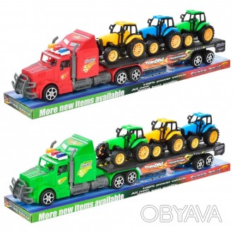 Іграшкова машинка автовоз Ігровий набір Автовоз із 3-ма тракторами. Виріб має ре. . фото 1