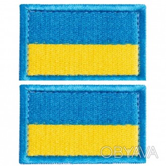Тканинний шеврон, виготовлений як національний прапор України. По краю прошитий . . фото 1
