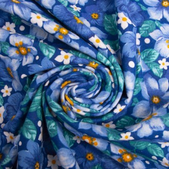 Ткань детская фланель цветы голубые. . фото 2