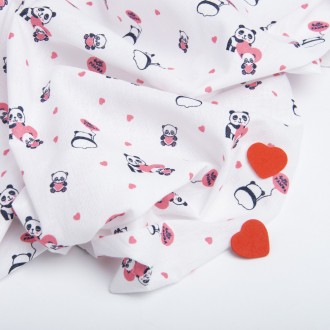 Ткань ситец детский Панды розовый. . фото 3