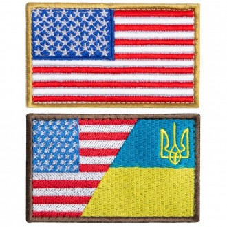 Набір шевронів на липучці "Флаг США та США/Україна, кольорової" — це виразні акс. . фото 2