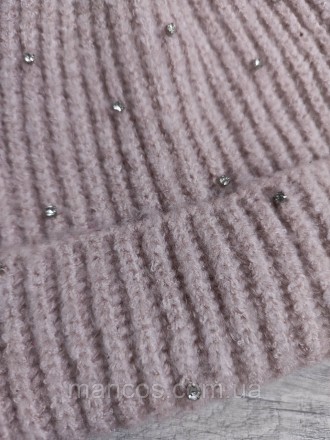 Женская шапка цвета пудры с кристаллами 
Состояние: б/у, в очень хорошем состоян. . фото 4