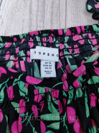 Женская блуза с объёмными рукавами Top Shop с принтом вишенки 
Состояние: б/у, в. . фото 10