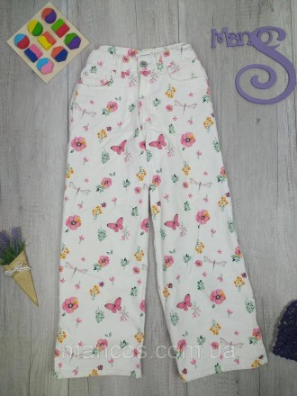 Широкие джинсы для девочки Reserved белые с цветочным принтом
Состояние: б/у, в . . фото 2