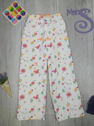 Широкие джинсы для девочки Reserved белые с цветочным принтом
Состояние: б/у, в . . фото 8