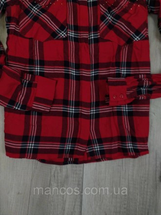 Женская клетчатая красная рубашка с длинным рукавом Mohito 
Состояние: б/у, в оч. . фото 5