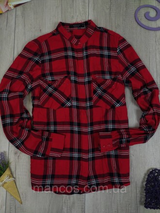 Женская клетчатая красная рубашка с длинным рукавом Mohito 
Состояние: б/у, в оч. . фото 3