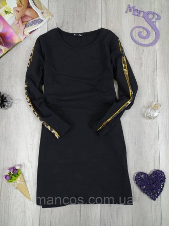 Чёрное платье с длинным рукавом с лампасами True Spirit 
Состояние: б/у, в идеал. . фото 2