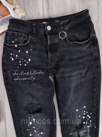 Мужские черные стрейчевые джинсы скинни Zara с эффектом брызг красок 
Состояние:. . фото 3