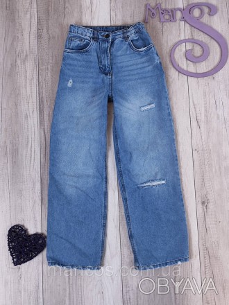 Широкие джинсы для девочки DESTINATION голубые Размер 152