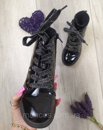 Кожаные черные ботинки для девочки Walkx лакированная кожа 
Состояние: б/у, в оч. . фото 4
