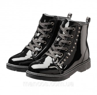 Кожаные черные ботинки для девочки Walkx лакированная кожа 
Состояние: б/у, в оч. . фото 2