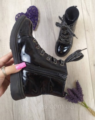 Кожаные черные ботинки для девочки Walkx лакированная кожа 
Состояние: б/у, в оч. . фото 3