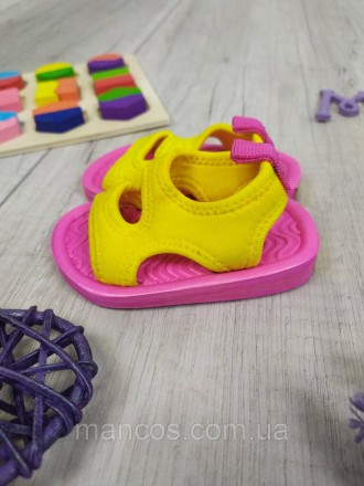 Детские жёлтые сандалии с розовой подошвой для девочки США
Состояние: новое 
Раз. . фото 7