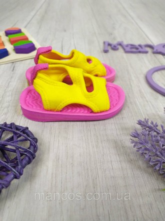 Детские жёлтые сандалии с розовой подошвой для девочки США
Состояние: новое 
Раз. . фото 4