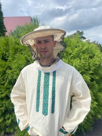 Куртка пчеловода «Вышиванка» с маской предназначена для защиты тулов. . фото 2