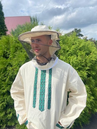 Куртка пчеловода «Вышиванка» с маской предназначена для защиты тулов. . фото 5