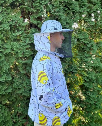 Куртка пчеловода «Пчелки на сотах» с маской предназначена для защиты. . фото 6