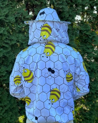 Куртка пчеловода «Пчелки на сотах» с маской предназначена для защиты. . фото 4