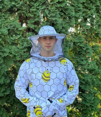Куртка пчеловода «Пчелки на сотах» с маской предназначена для защиты. . фото 5