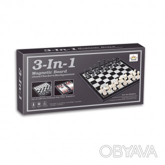 Настільні ігри в коробці - Шахи магнітні, 3в1 зібрані класичні інтелектуальні іг. . фото 1