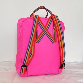 Яркий розовый рюкзак Kanken Classic 16 L с радужными ручками. Портфель канкен
Эт. . фото 10