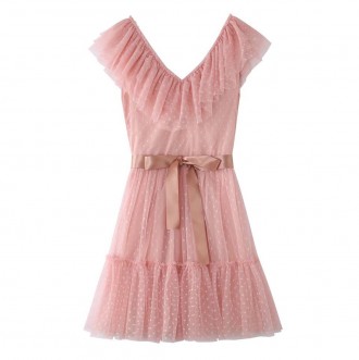 Мега стильное розовое платье.
Размерная сетка :
(XL) - Объем груди - 98см , Длин. . фото 6