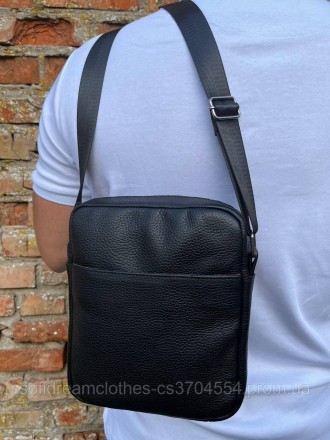 Мужская вместительная барсетка, качественная из натуральной кожи, черная сумка ч. . фото 5