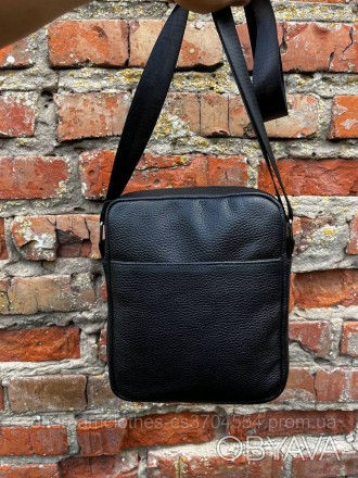 Мужская вместительная барсетка, качественная из натуральной кожи, черная сумка ч. . фото 1