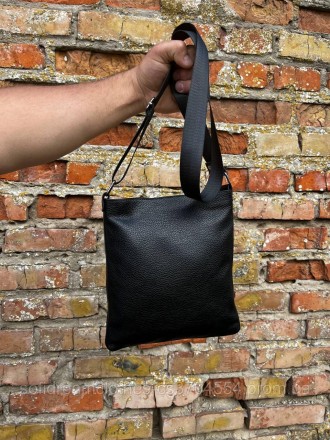 
Мужская барсетка из натуральной зернистой кожи, качественная черная сумка через. . фото 10