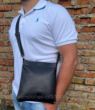 
Мужская барсетка из натуральной кожи, качественная черная сумка через плечо, вм. . фото 6