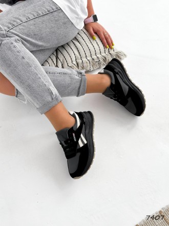 Кросівки жіночі Idil чорні + сірий + беж 7407, розмір 36
Матеріал: екошкіра + ек. . фото 2