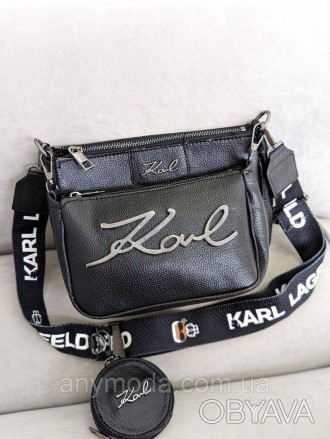 ✨Новинка ✨ 
Брендовая сумка клатч Karl Lagerfeld черная женская Карл три в одном. . фото 1