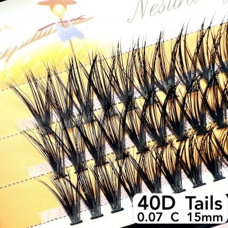 
Безузелковые пучковые ресницы Nesura Tails 40D изгиб C
 
Сегодня наращивание ре. . фото 2