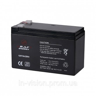 Акумуляторна батарея свинцево-кислотна (AGM); ємність 7 Аг, вихідна напруга 12 В. . фото 2