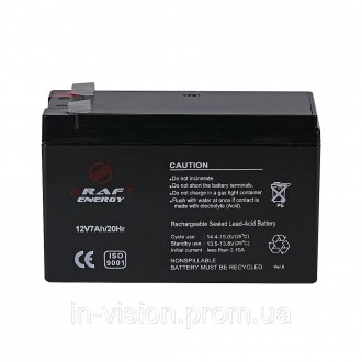 Акумуляторна батарея свинцево-кислотна (AGM); ємність 7 Аг, вихідна напруга 12 В. . фото 4