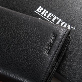 Мужской большой кожаный кошелек Bretton, серия Black Edition. Изготовлен из мягк. . фото 4
