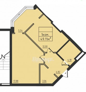 Продаж однокімнатної квартири в ЖК Авіньйон. Вільне планування, висота стелі 3 м. . фото 8