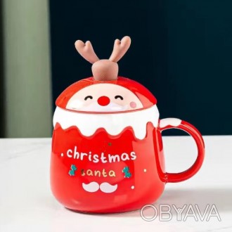 Кружка с крышкой новогодняя Merry Christmas Кружка с крышкой новогодняя Merry Ch. . фото 1