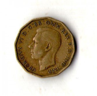 Великобританія Ä Король Георг VI 3 пінси, 1937-1948 No430. . фото 2