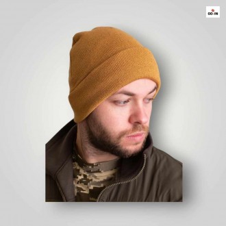 Шапка мужская вязаная однотонная койот. Івано-Франківськ. фото 1