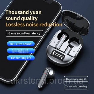 Бездротові Bluetooth-навушники TWS K40 black, що шупопідплюють із сенсорним керу. . фото 5