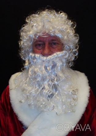  Борода 27 см 25 г + парик 100 г белые Св. Николая/Санта Клауса/Деда Мороза/стар. . фото 1
