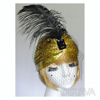  Женская шапка чалма, тюрбан золотистая карнавальная на ретро вечеринку 18-963GL. . фото 1
