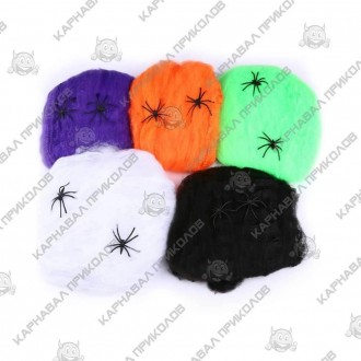  Павутина з павуками (20гр) чорна HAL-4694 Розміри: вага: 20 гр, упаковка: 25х20. . фото 3