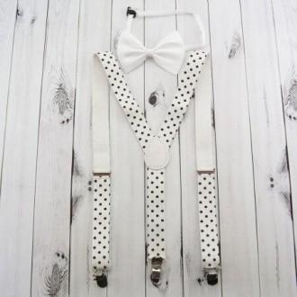  Подтяжки с галстуком бабочкой (белые) DKO-8678 Ширина, см: 0,3 Высота, см: 73 Д. . фото 2